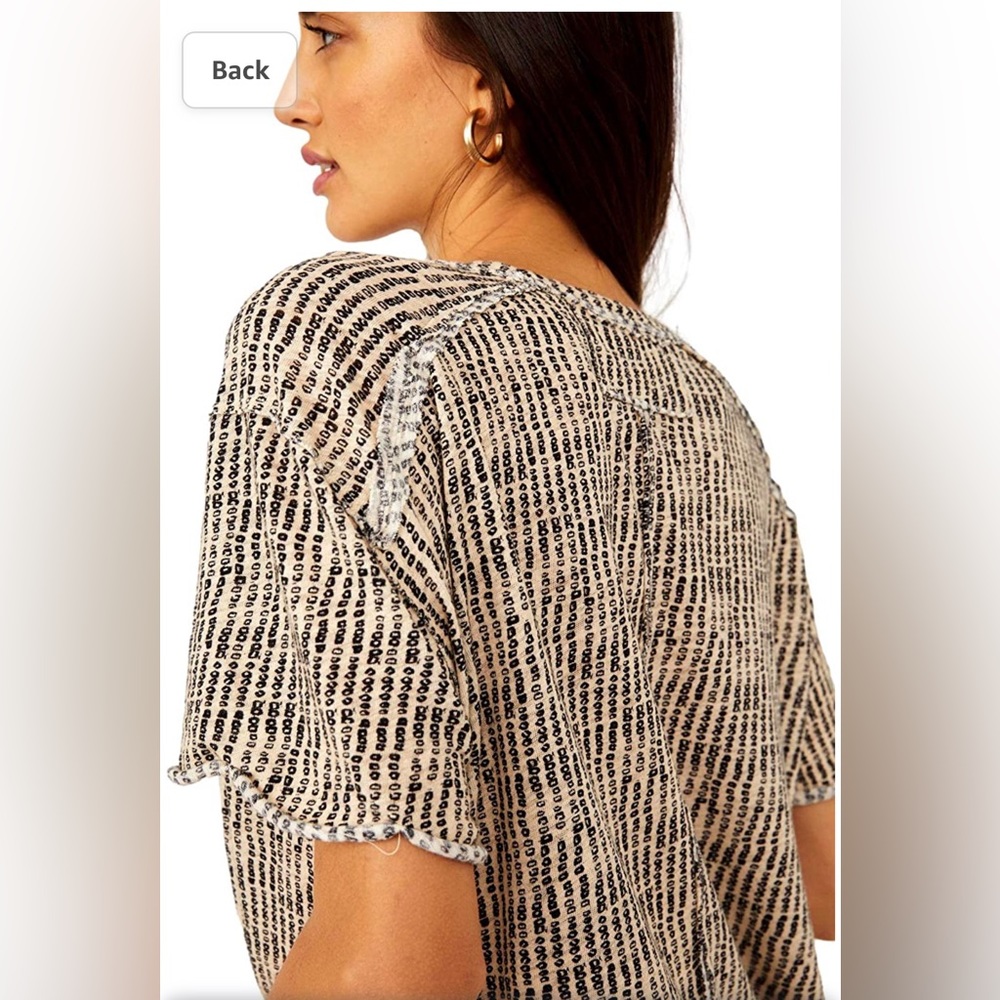 Free People- We the Free Bali Backpacker Top- Ecru Combo, Small.